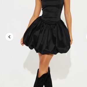 Fashion Nova Black Mini Bubble Dress
